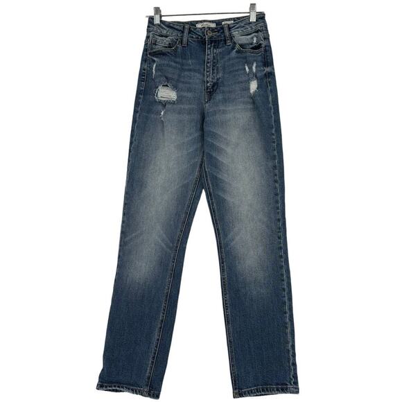 KanCan Baggy Fit Jeans Size 24 High Rise Distressed Stretch Denim - Picture 1 of 14
